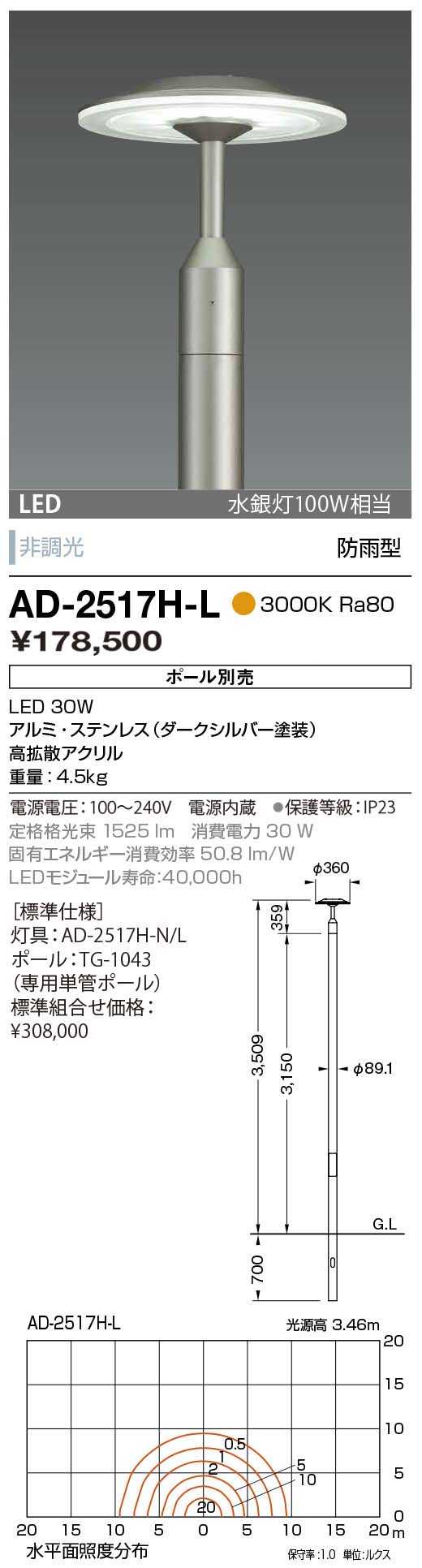 山田照明 照明器具 激安 AD-2530-N ガーデンライト（yamada） - 1