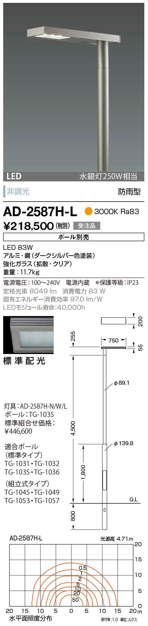 AD-2987-L ガーデンライト 山田照明（yamada） 照明器具 - 1